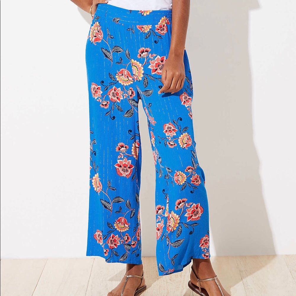 LOFT Beach Shimmer Garden Wide Leg Pants